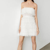 BCBG Lace Ruffle Strapless Dress