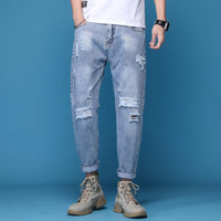 Fashion Ripped Loose Male Ankle-Length Pants