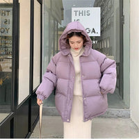 2022 New Women Short Jacket Winter Parkas Thick Hooded Cotton Padded Jackets Coats Female Loose Puffer Parkas Oversize Outwear