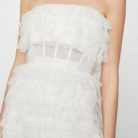 BCBG Lace Ruffle Strapless Dress