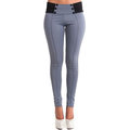 Women Slim Stretchy Button Patchwork Casual Pencil Trousers