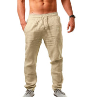 Men's Breathable Cotton Linen Trousers  Sweatpants