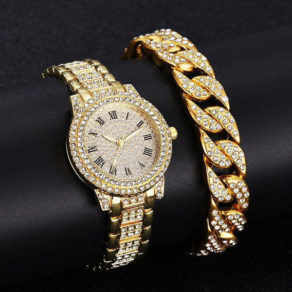 Diamond Women Watches + Bracelet