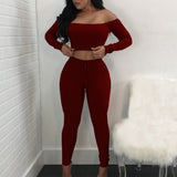 Off Shoulder Women Tracksuit