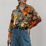 Women Retro Sunflower Blouses