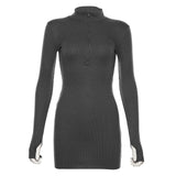 Macheda Stretch Turtleneck Woman Zip Dress