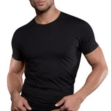 Men Short sleeve black Solid Cotton T-shirt