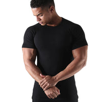 Men Short sleeve black Solid Cotton T-shirt