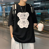 Privathinker Flock Printing Bear Men T-shirt