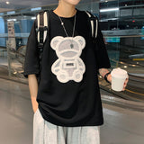 Privathinker Flock Printing Bear Men T-shirt