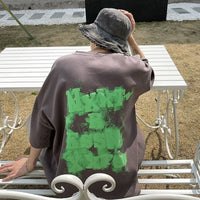 Privathinker Foaming Printing Letter Men T-shirt