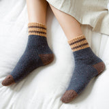 Thick Terry Wool Socks Women for Autumn and Winter with Striped Dotted Yarn Warm Christmas Socks