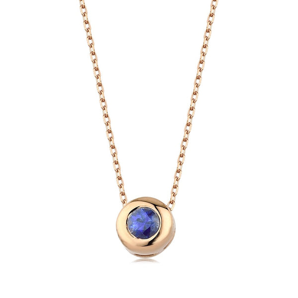 14k Gold Natural Sapphire Necklace