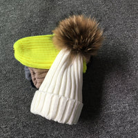 Winter Brand Female Fur Pom Poms hat Winter Hat For Women Girl Thick Women Skullies Beanies