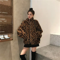 Winter Leopard Print Jacket WomenFaux Fur Coats