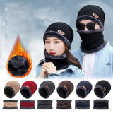 Winter Scarf Beanie Hat For Men Women Winter Scarf Cap Knitted Hat Thick Wool Neck Foulard Cap Mask Bonnet Hats