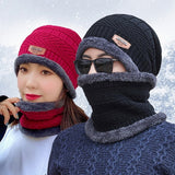 Winter Scarf Beanie Hat For Men Women Winter Scarf Cap Knitted Hat Thick Wool Neck Foulard Cap Mask Bonnet Hats