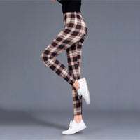 Women Leggings Grid Print Exercise Fitness Leggins Elasticity Plaid Push Up Legging Female Sexy Trousers Pants