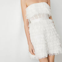 BCBG Lace Ruffle Strapless Dress