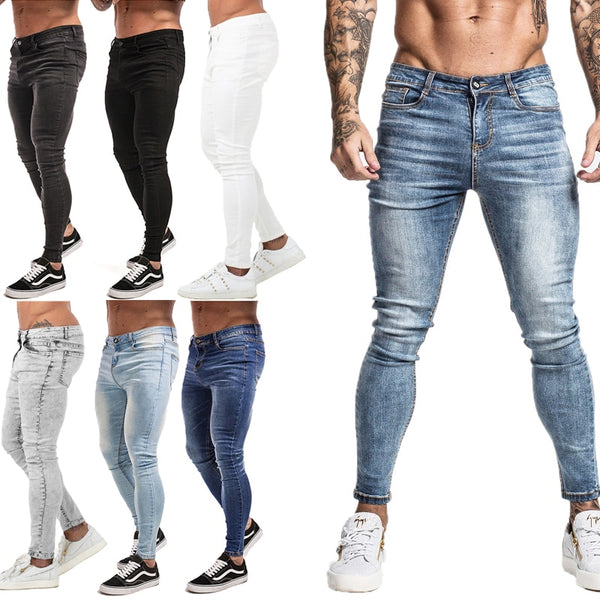 Men Elastic Waist Skinny Jeans