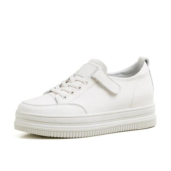 Natural Genuine Leather White Sneakers