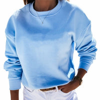 Solid Color O-Neck Cotton Sweatshirt