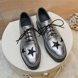 Genuine Leather Women's Lace-up Casual Shoes