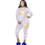 Style Velvet Printing Plus Size Set