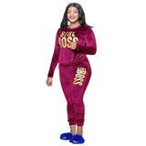 Style Velvet Printing Plus Size Set