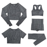 2/3/5PCS Women Seamless Yoga Set Gym Clothing Tracksuit Sportswear High Waist Leggings Fitness Sports Suits